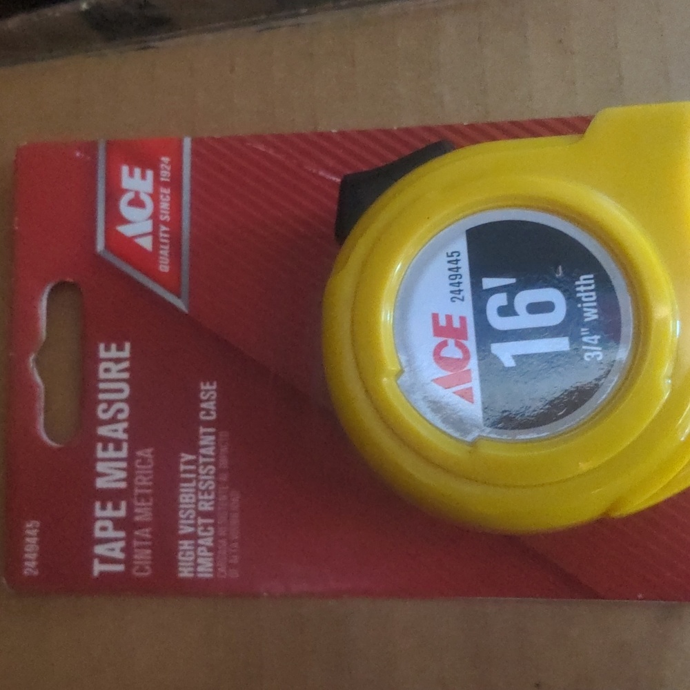 Ace hardware 16ft tape measure yellow/black new in original packaging